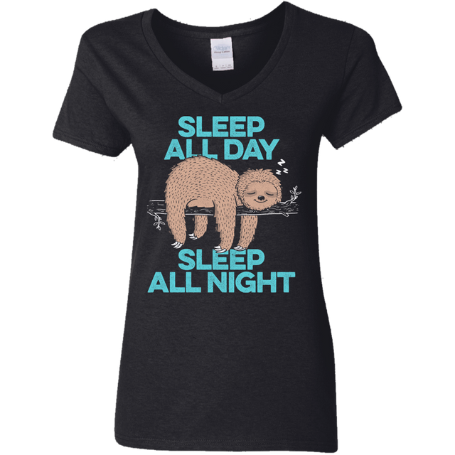 T-Shirts Black / S Sleep All Day All Night Women's V-Neck T-Shirt