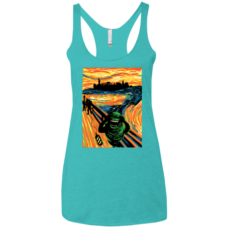 T-Shirts Tahiti Blue / X-Small Slimer's Scream Women's Triblend Racerback Tank