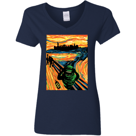 T-Shirts Navy / S Slimer's Scream Women's V-Neck T-Shirt