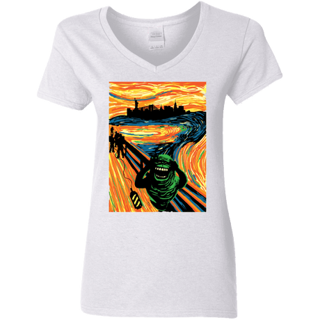 T-Shirts White / S Slimer's Scream Women's V-Neck T-Shirt