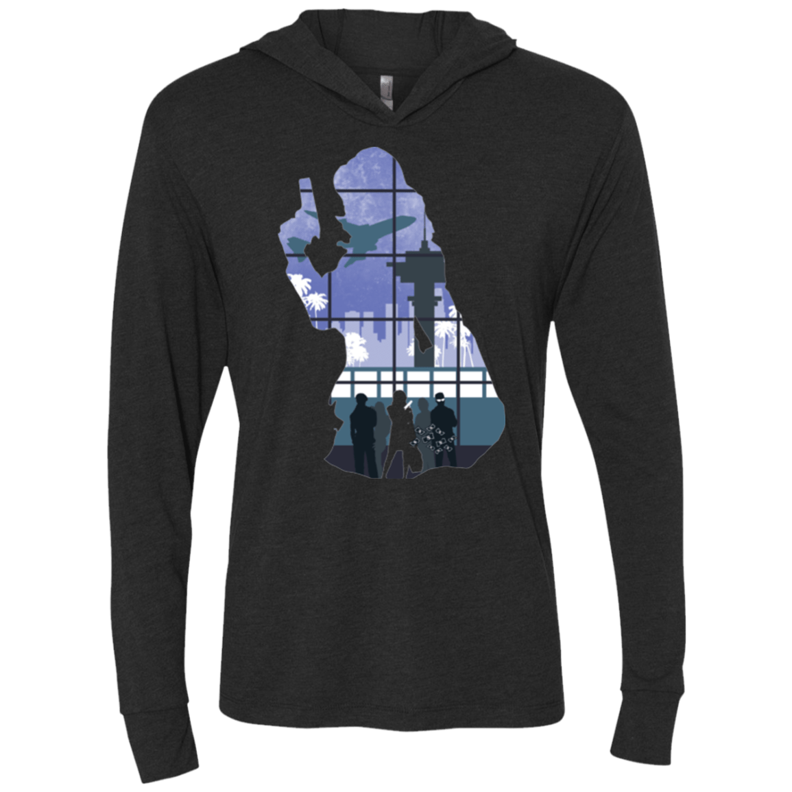 T-Shirts Vintage Black / X-Small Smuggler Jackie Triblend Long Sleeve Hoodie Tee