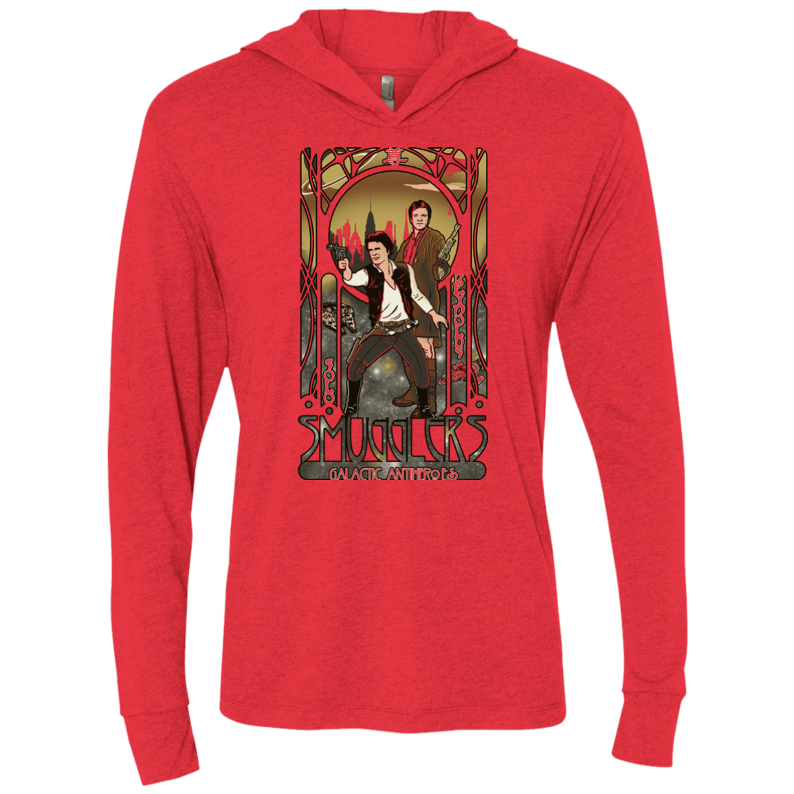 T-Shirts Vintage Red / X-Small Smugglers, Inc Triblend Long Sleeve Hoodie Tee