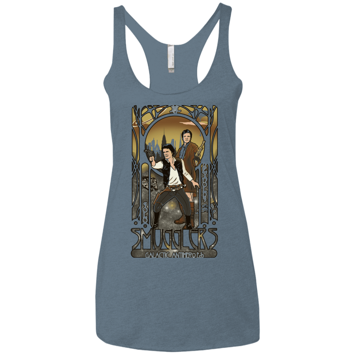 T-Shirts Indigo / X-Small Smugglers, Inc Women's Triblend Racerback Tank