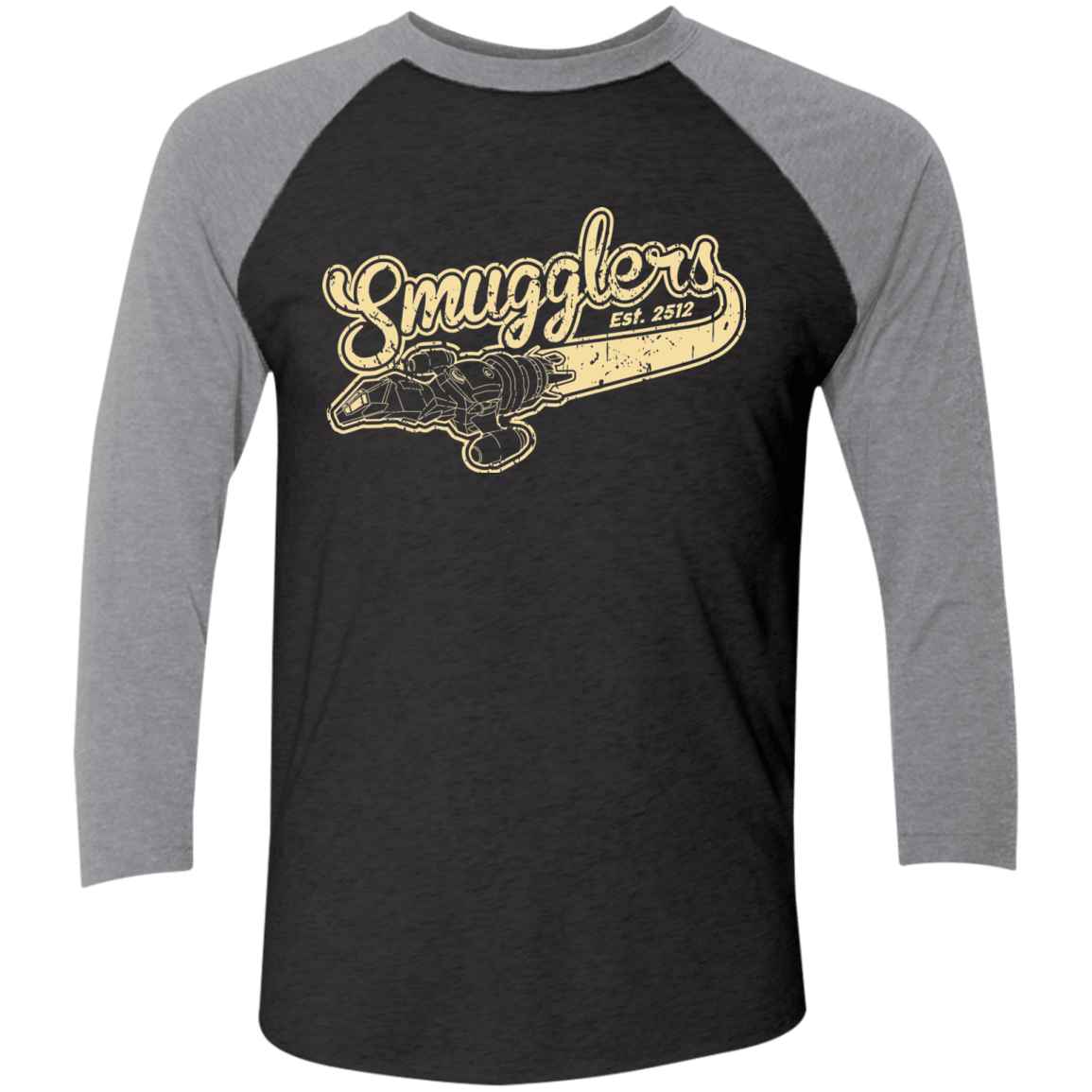T-Shirts Vintage Black/Premium Heather / X-Small Smugglers Men's Triblend 3/4 Sleeve