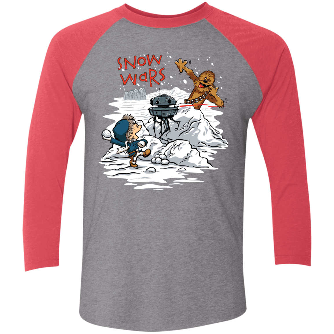 T-Shirts Premium Heather/ Vintage Red / X-Small Snow Wars Men's Triblend 3/4 Sleeve