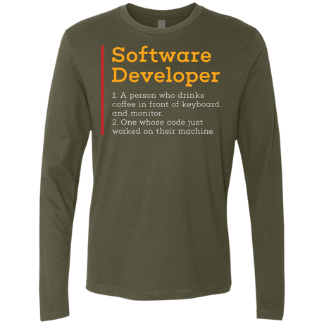 T-Shirts Military Green / Small Software Developer Men's Premium Long Sleeve