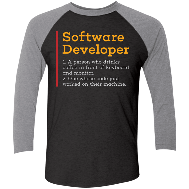 T-Shirts Vintage Black/Premium Heather / X-Small Software Developer Men's Triblend 3/4 Sleeve