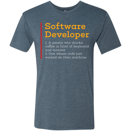 T-Shirts Indigo / Small Software Developer Men's Triblend T-Shirt