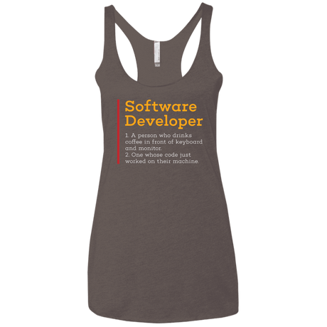 T-Shirts Macchiato / X-Small Software Developer Women's Triblend Racerback Tank