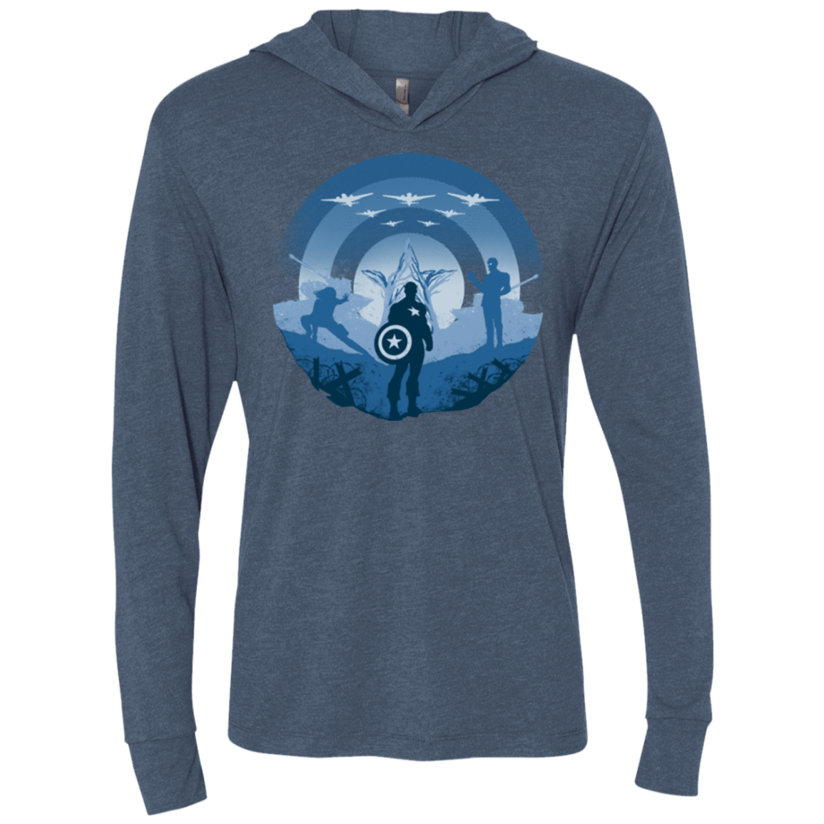 T-Shirts Indigo / X-Small Soldier of Freedom Triblend Long Sleeve Hoodie Tee