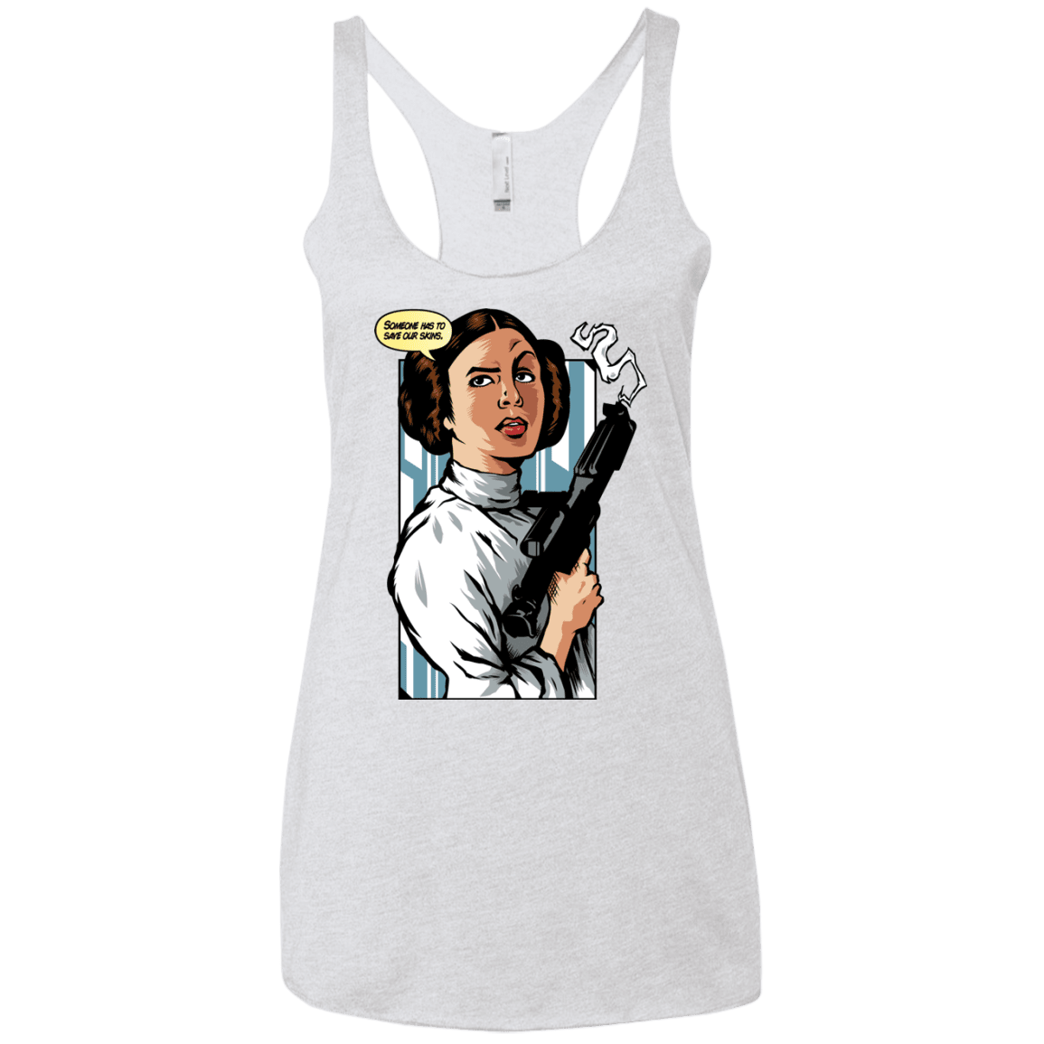 T-Shirts Heather White / X-Small Someone has to save our skins Women's Triblend Racerback Tank