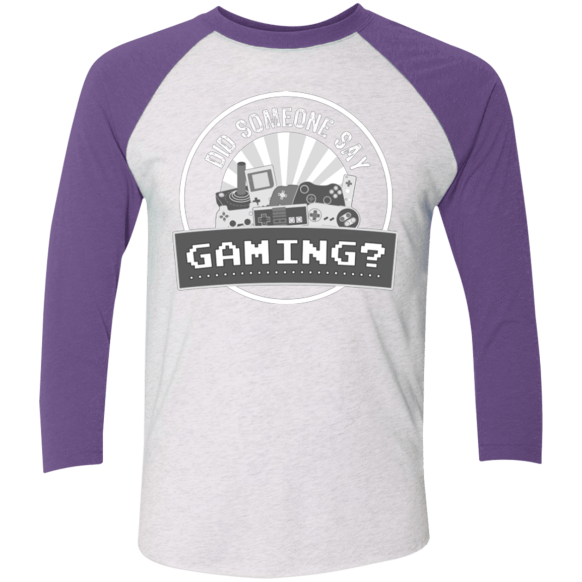 T-Shirts Heather White/Purple Rush / X-Small Someone Say Gaming Men's Triblend 3/4 Sleeve