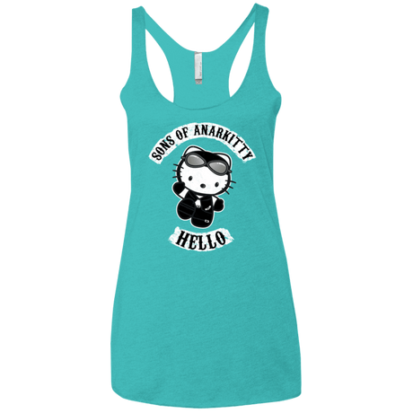T-Shirts Tahiti Blue / X-Small Sons of Anarkitty Women's Triblend Racerback Tank
