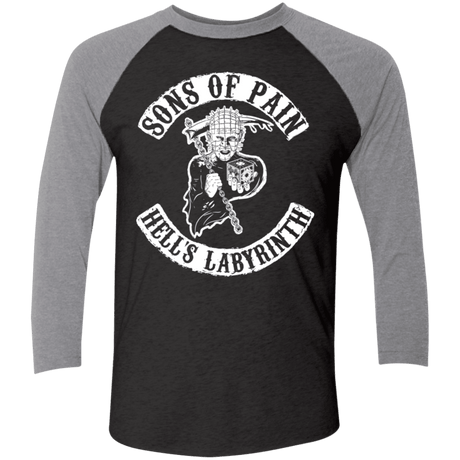 T-Shirts Vintage Black/Premium Heather / X-Small Sons of Pain Men's Triblend 3/4 Sleeve