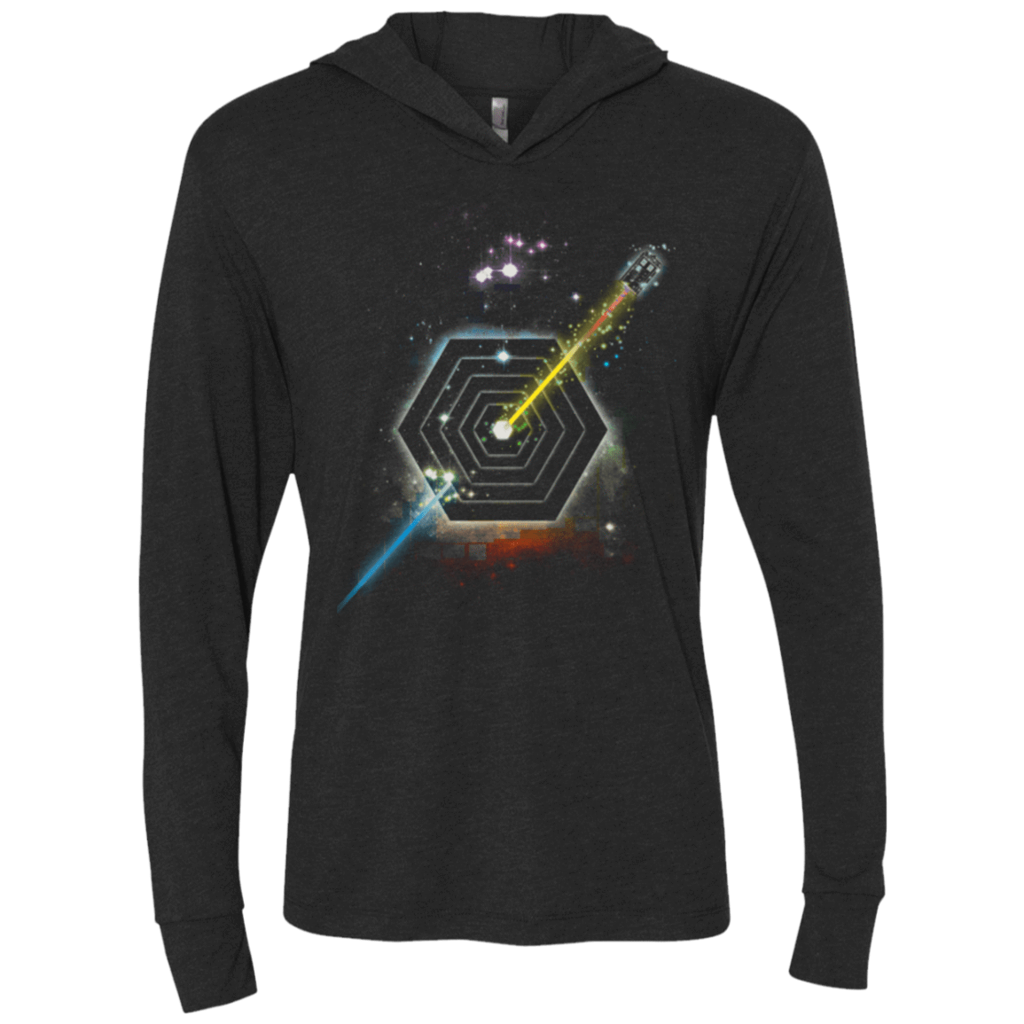 T-Shirts Vintage Black / X-Small Space Fragmentation Travel Triblend Long Sleeve Hoodie Tee