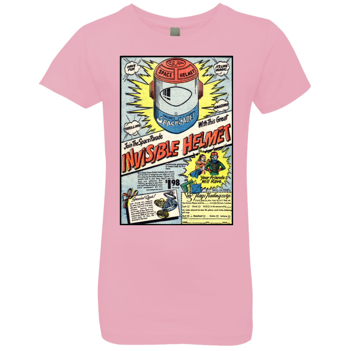 T-Shirts Light Pink / YXS Space Helmet Girls Premium T-Shirt