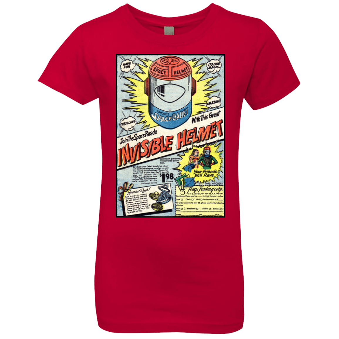 T-Shirts Red / YXS Space Helmet Girls Premium T-Shirt