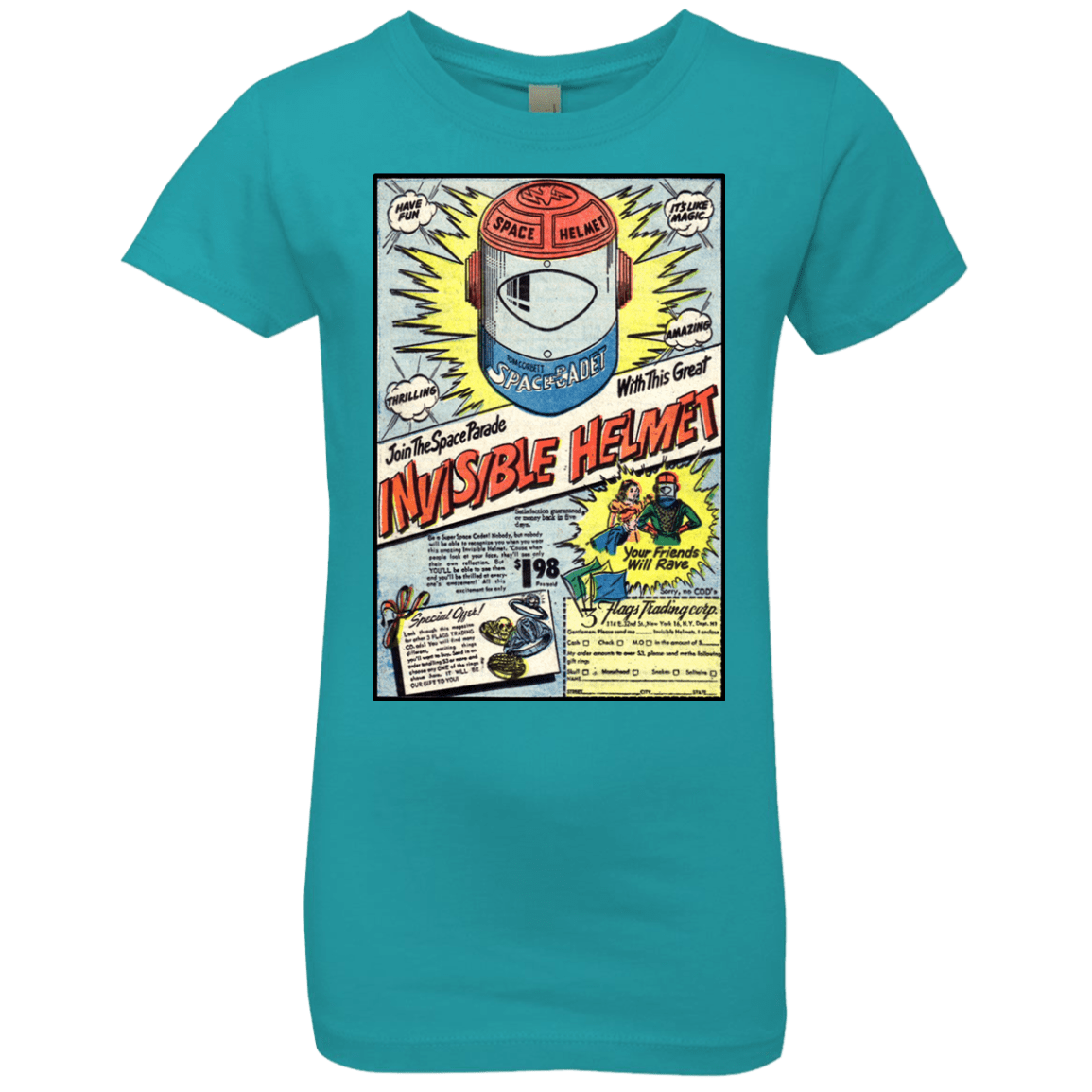 T-Shirts Tahiti Blue / YXS Space Helmet Girls Premium T-Shirt