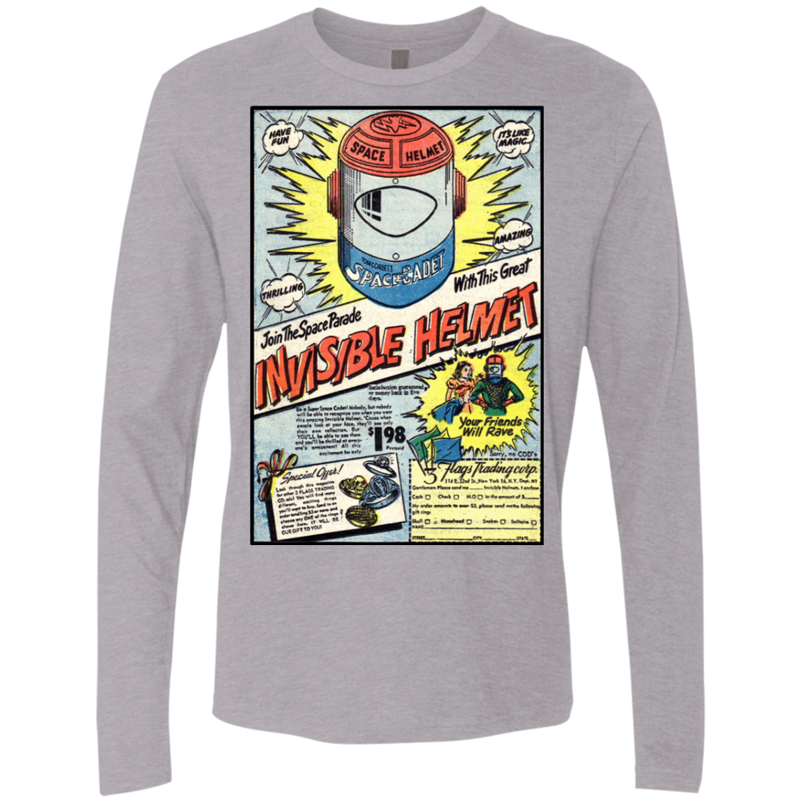 T-Shirts Heather Grey / Small Space Helmet Men's Premium Long Sleeve