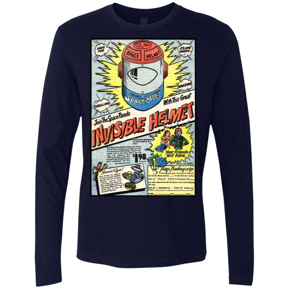 T-Shirts Midnight Navy / Small Space Helmet Men's Premium Long Sleeve
