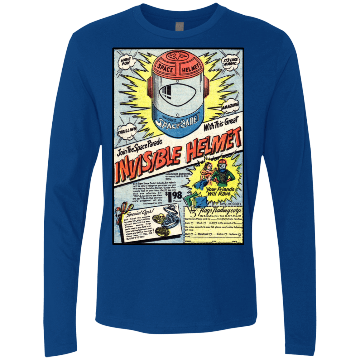 T-Shirts Royal / Small Space Helmet Men's Premium Long Sleeve