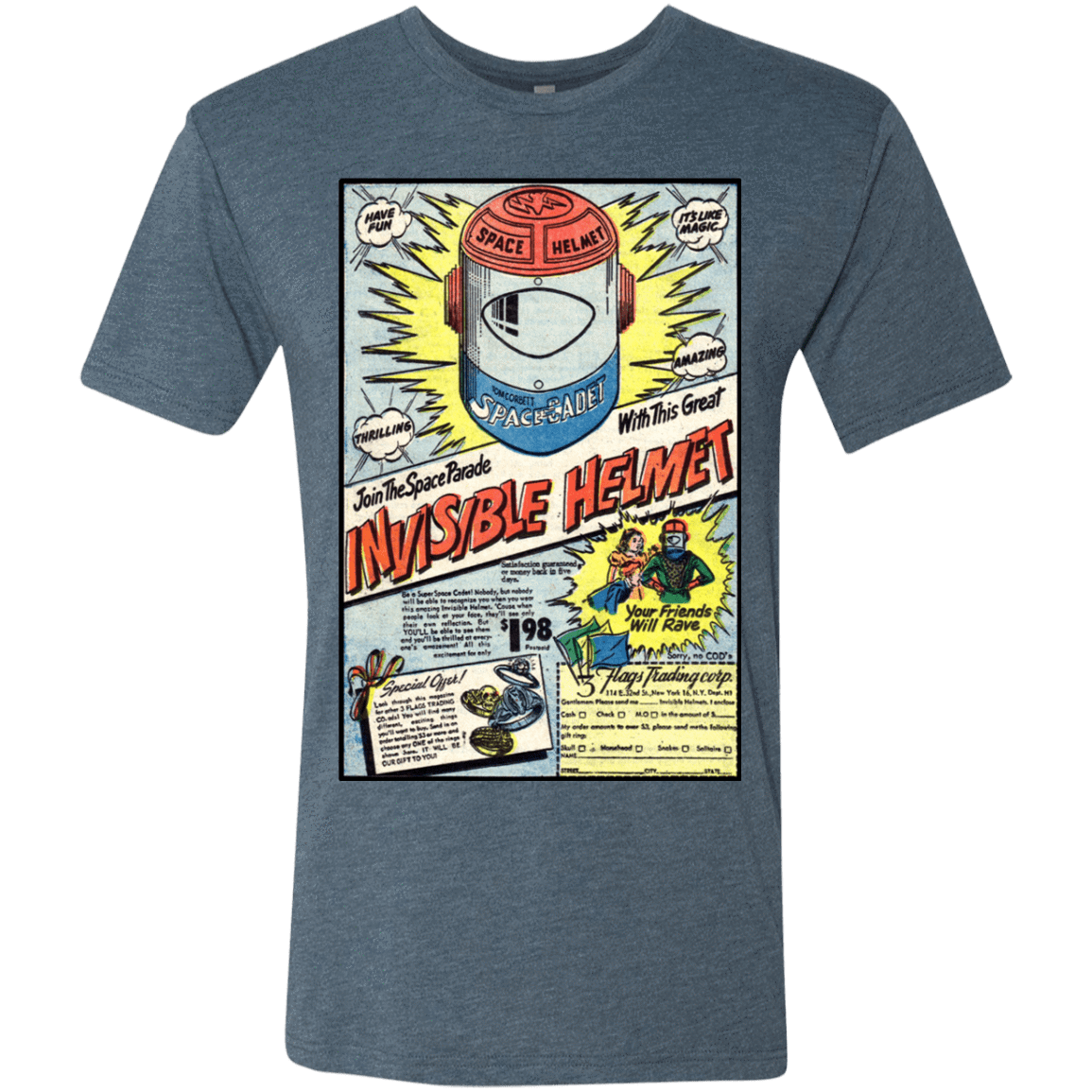 T-Shirts Indigo / Small Space Helmet Men's Triblend T-Shirt