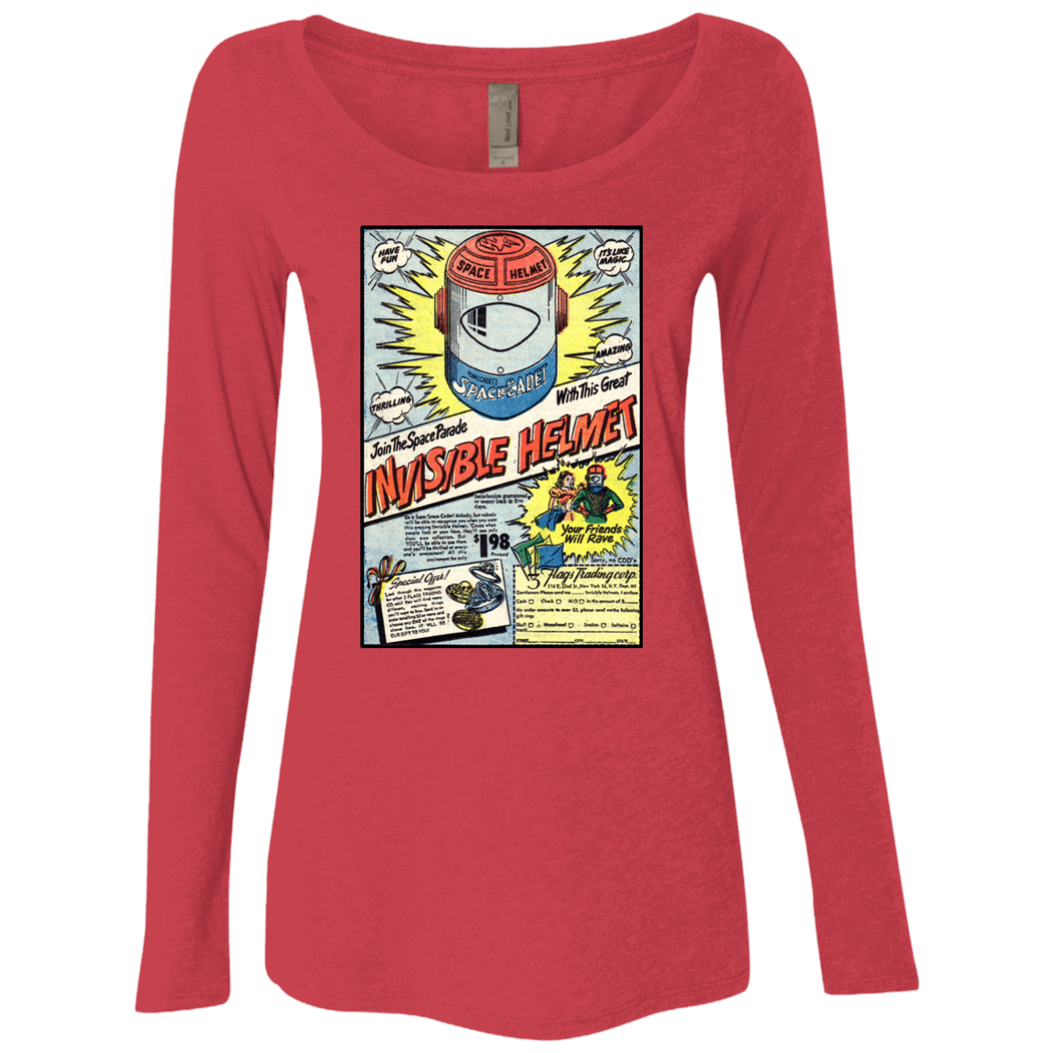 T-Shirts Vintage Red / Small Space Helmet Women's Triblend Long Sleeve Shirt