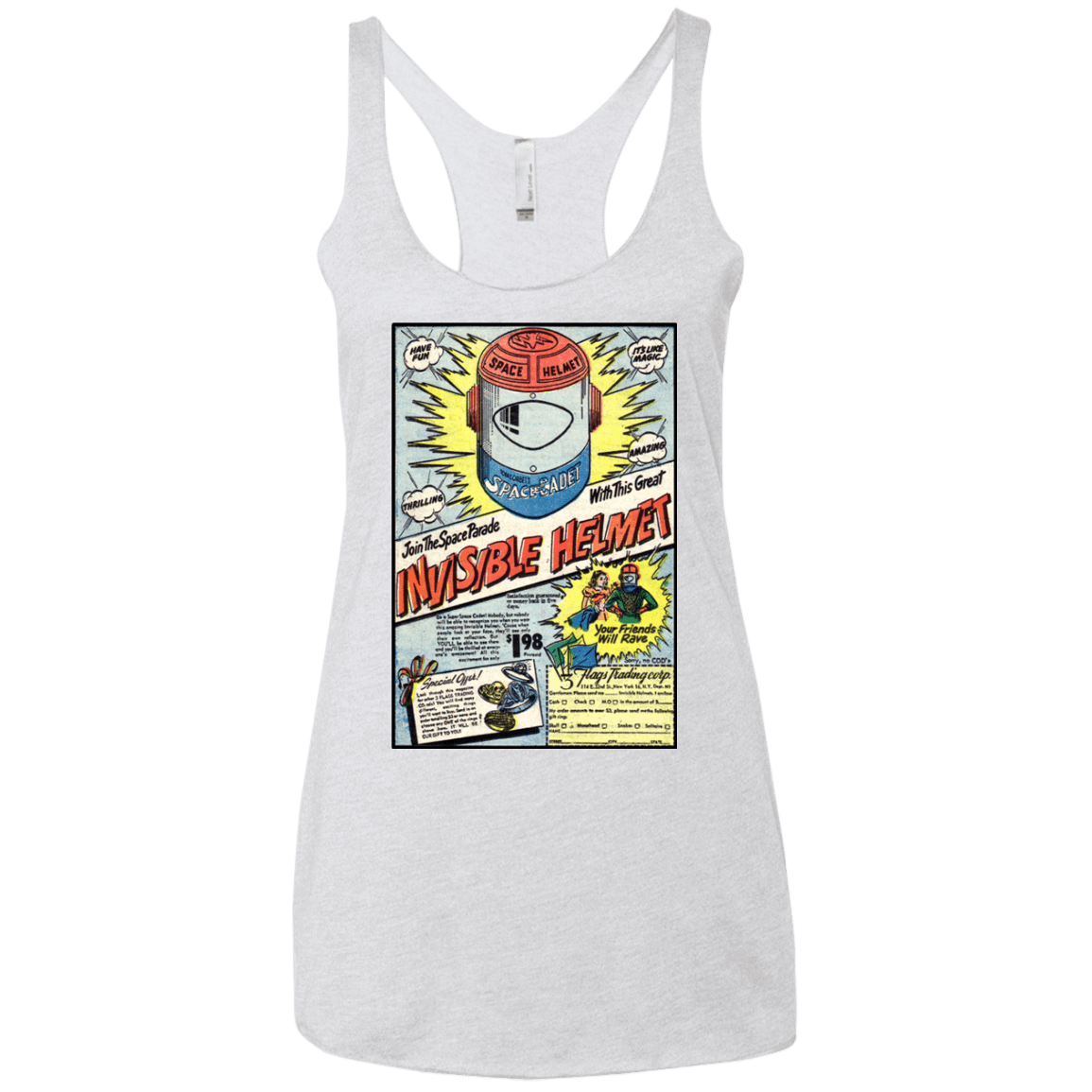 T-Shirts Heather White / X-Small Space Helmet Women's Triblend Racerback Tank