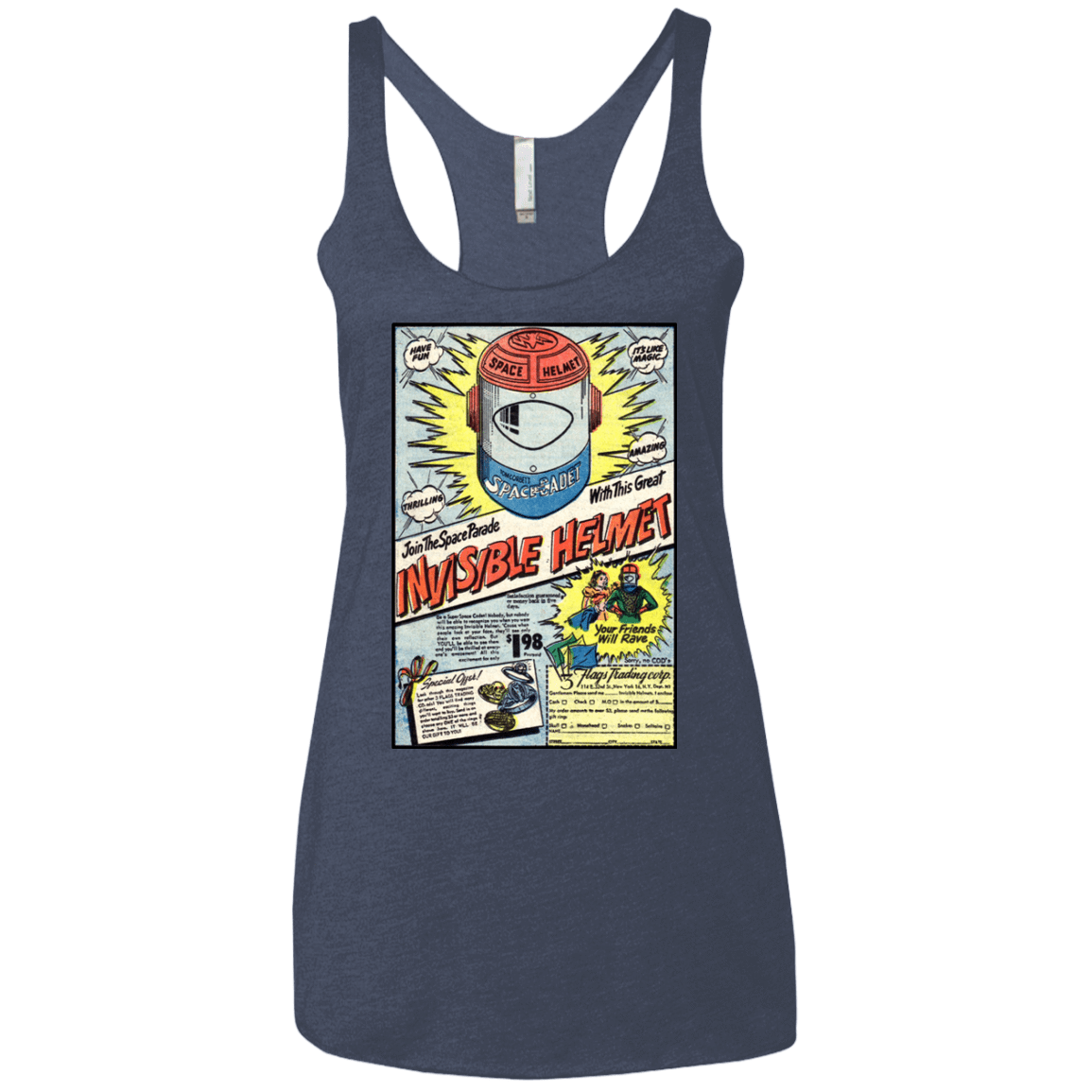 T-Shirts Vintage Navy / X-Small Space Helmet Women's Triblend Racerback Tank