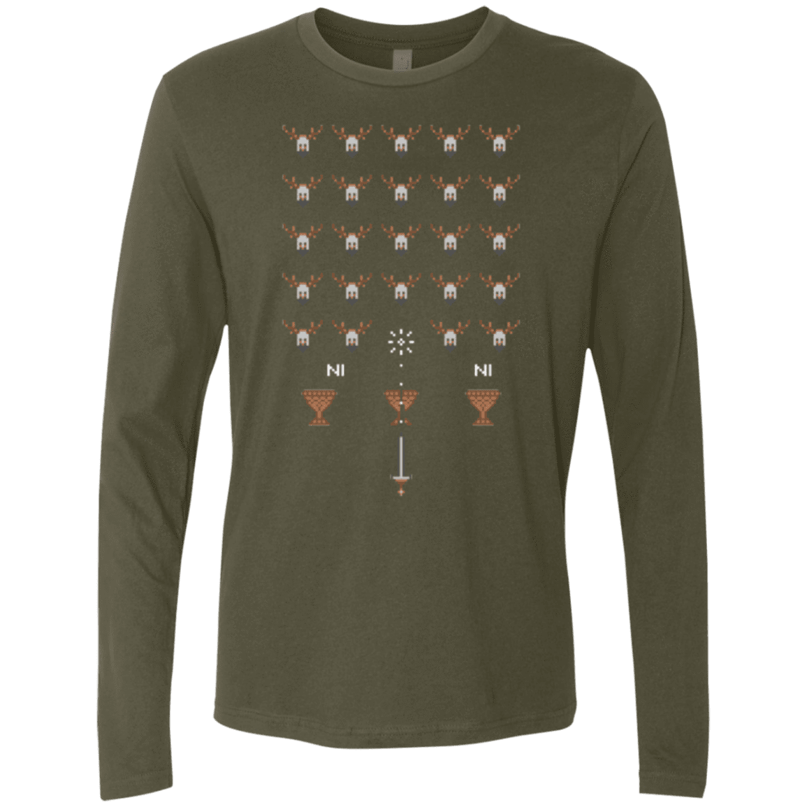T-Shirts Military Green / Small Space NI Invaders Men's Premium Long Sleeve