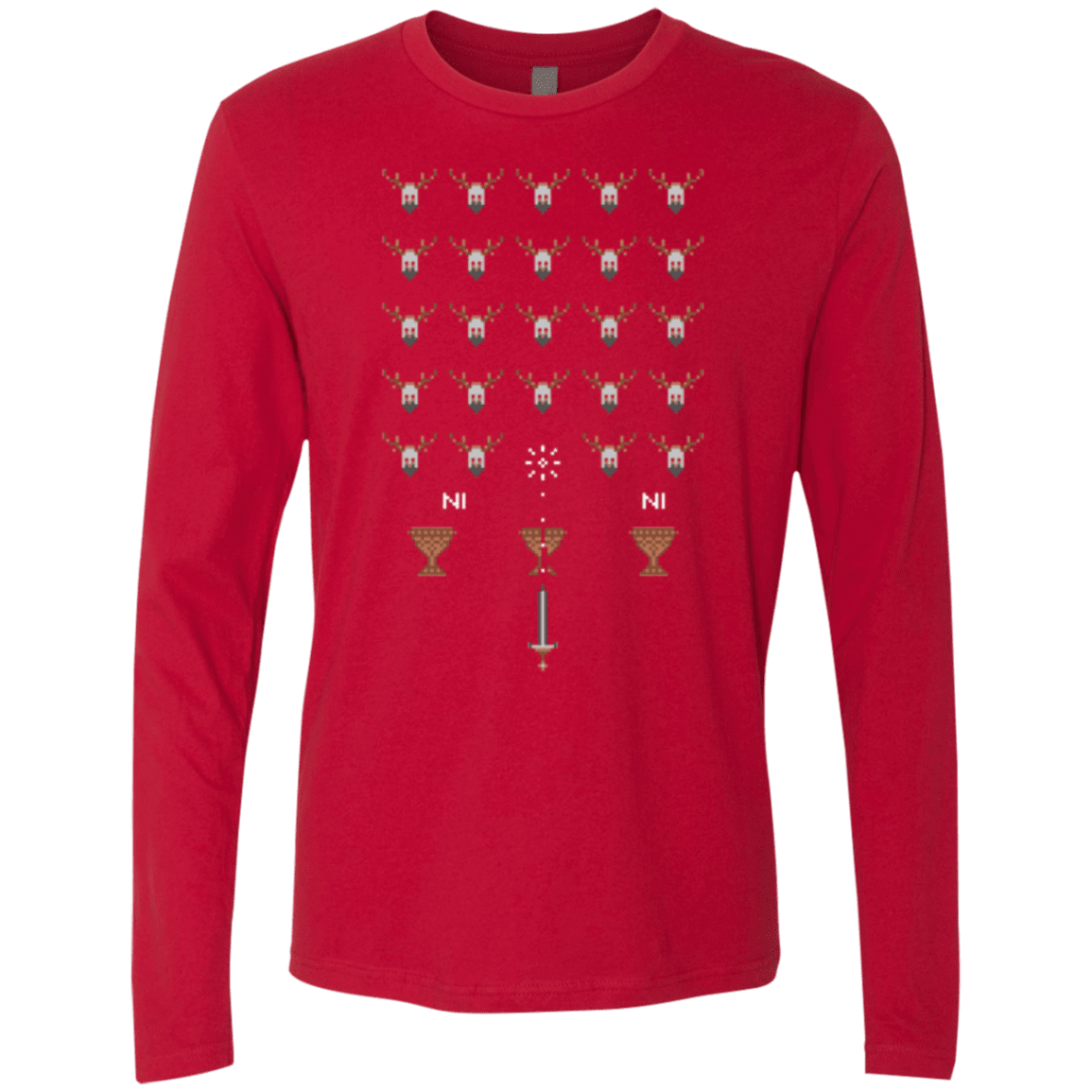 T-Shirts Red / Small Space NI Invaders Men's Premium Long Sleeve