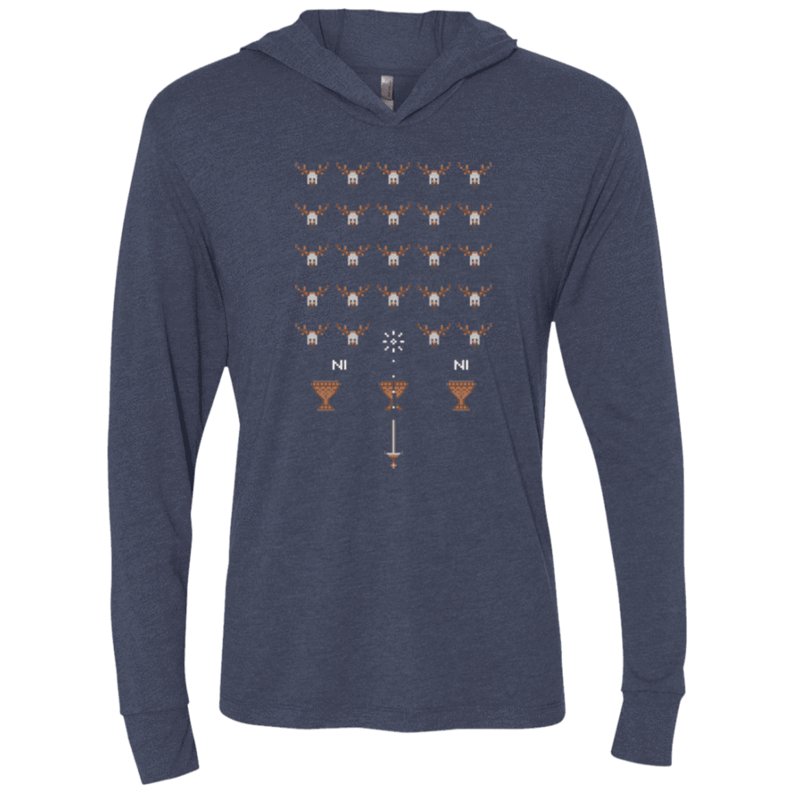 T-Shirts Vintage Navy / X-Small Space NI Invaders Triblend Long Sleeve Hoodie Tee