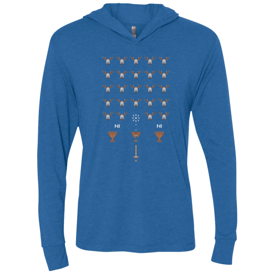 T-Shirts Vintage Royal / X-Small Space NI Invaders Triblend Long Sleeve Hoodie Tee