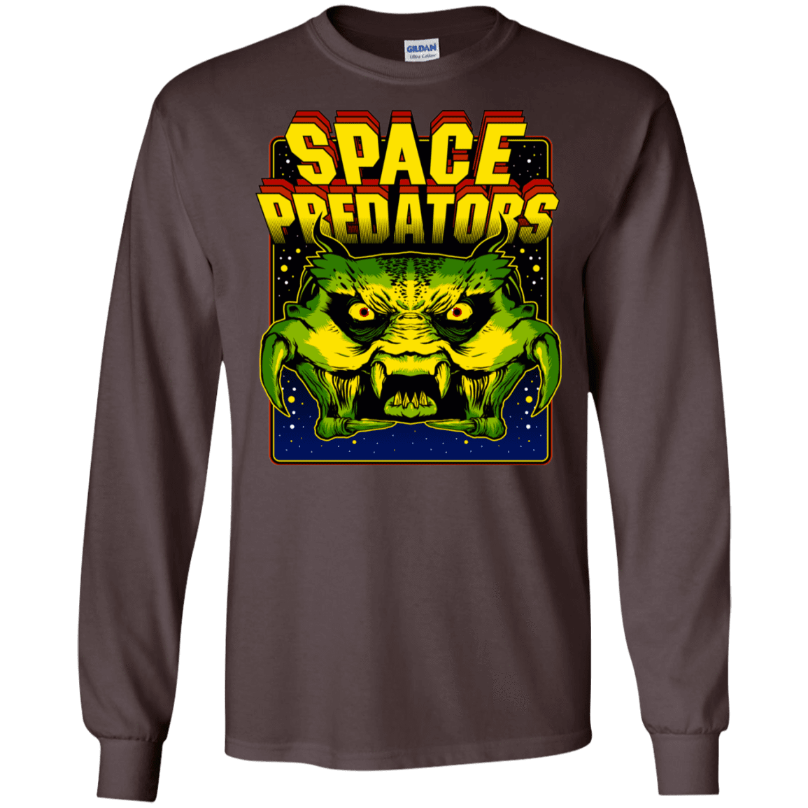 T-Shirts Dark Chocolate / S Space Predator Men's Long Sleeve T-Shirt