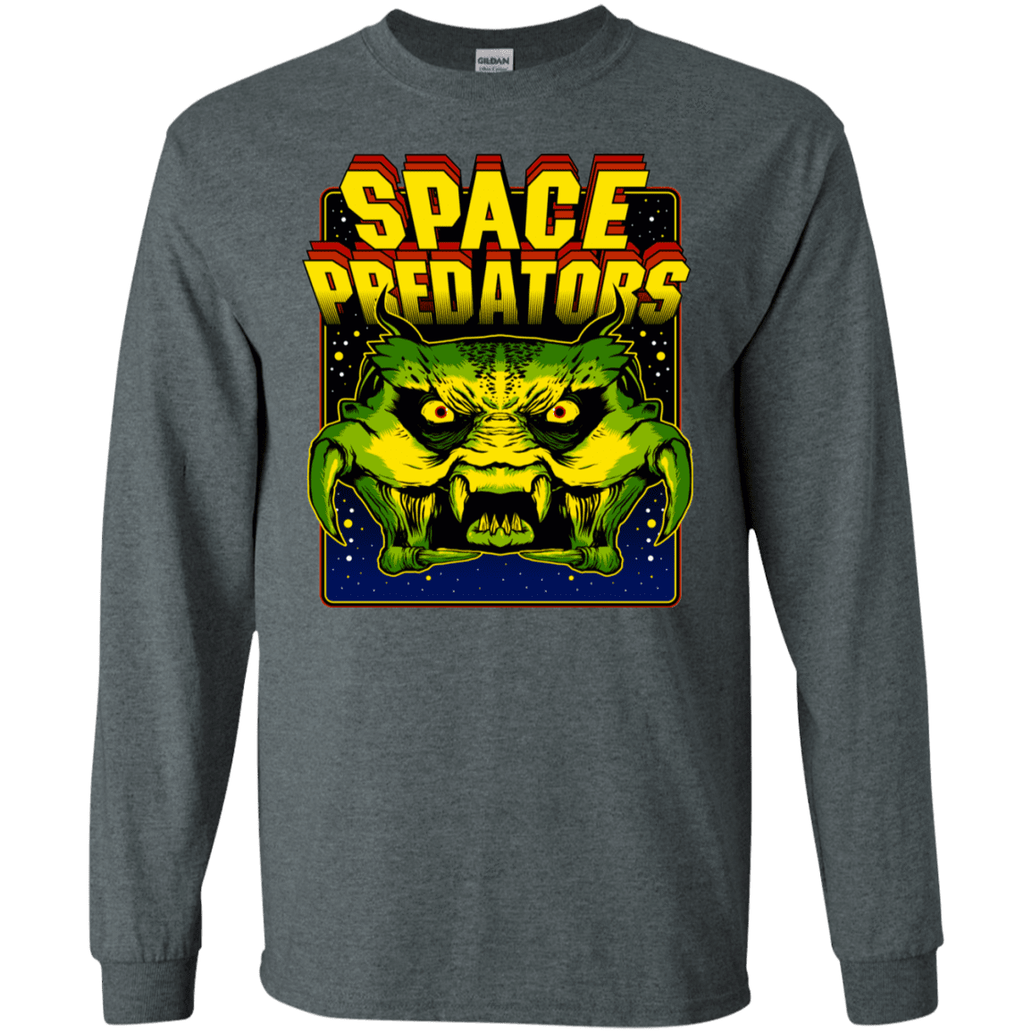 T-Shirts Dark Heather / S Space Predator Men's Long Sleeve T-Shirt