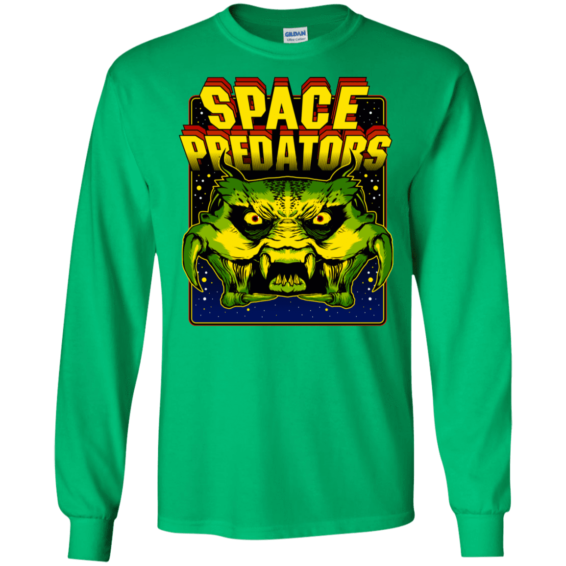 T-Shirts Irish Green / S Space Predator Men's Long Sleeve T-Shirt