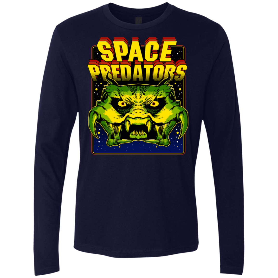 T-Shirts Midnight Navy / S Space Predator Men's Premium Long Sleeve