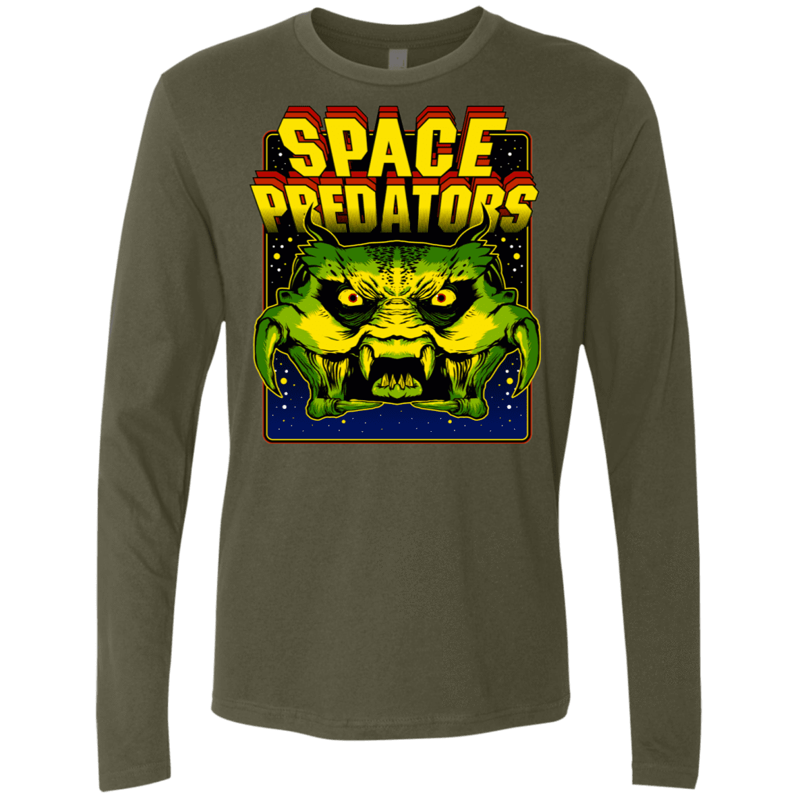 T-Shirts Military Green / S Space Predator Men's Premium Long Sleeve