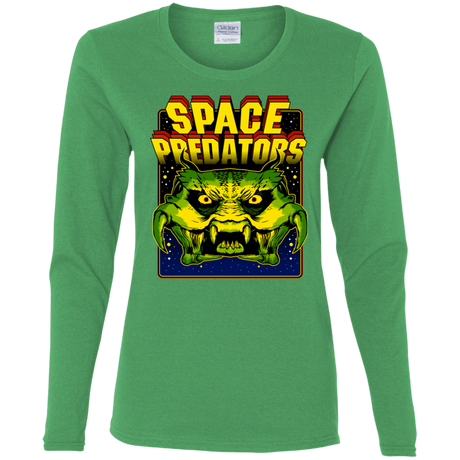 T-Shirts Irish Green / S Space Predator Women's Long Sleeve T-Shirt