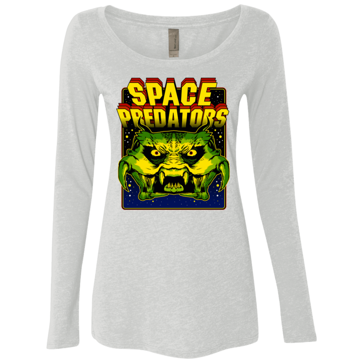 T-Shirts Heather White / S Space Predator Women's Triblend Long Sleeve Shirt
