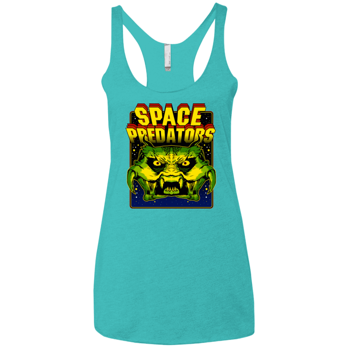 T-Shirts Tahiti Blue / X-Small Space Predator Women's Triblend Racerback Tank