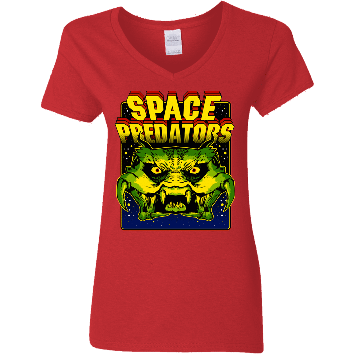 T-Shirts Red / S Space Predator Women's V-Neck T-Shirt