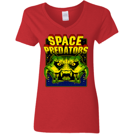 T-Shirts Red / S Space Predator Women's V-Neck T-Shirt