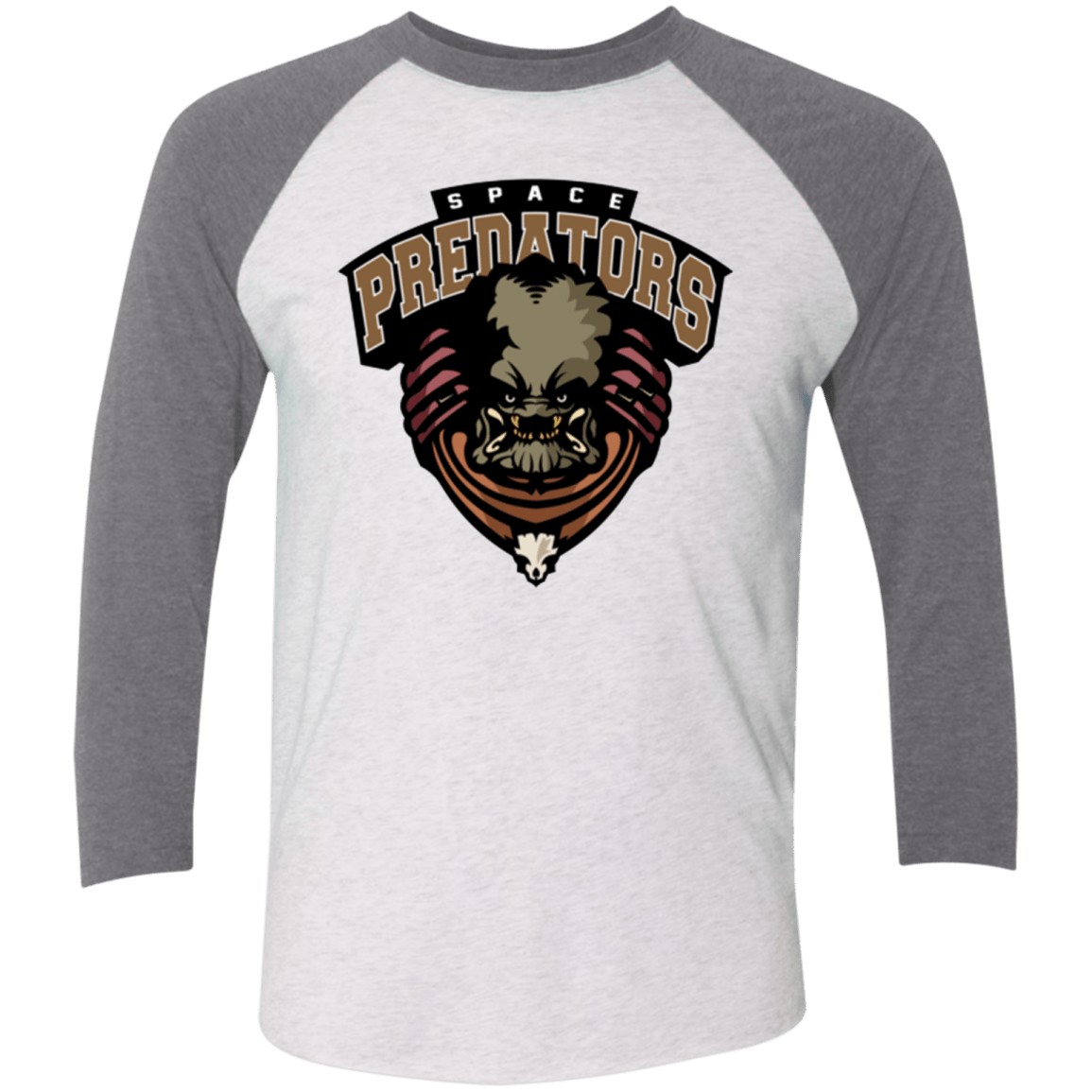 T-Shirts Heather White/Premium Heather / X-Small Space Predators Men's Triblend 3/4 Sleeve