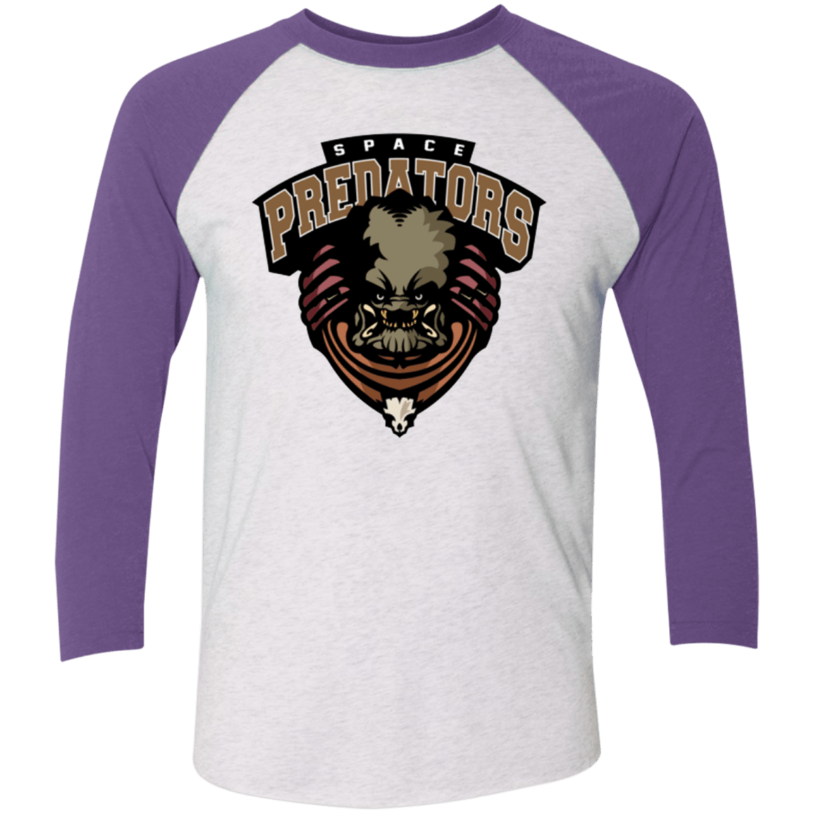 T-Shirts Heather White/Purple Rush / X-Small Space Predators Men's Triblend 3/4 Sleeve