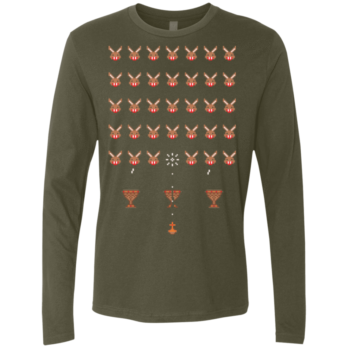 T-Shirts Military Green / Small Space Rabbits Men's Premium Long Sleeve