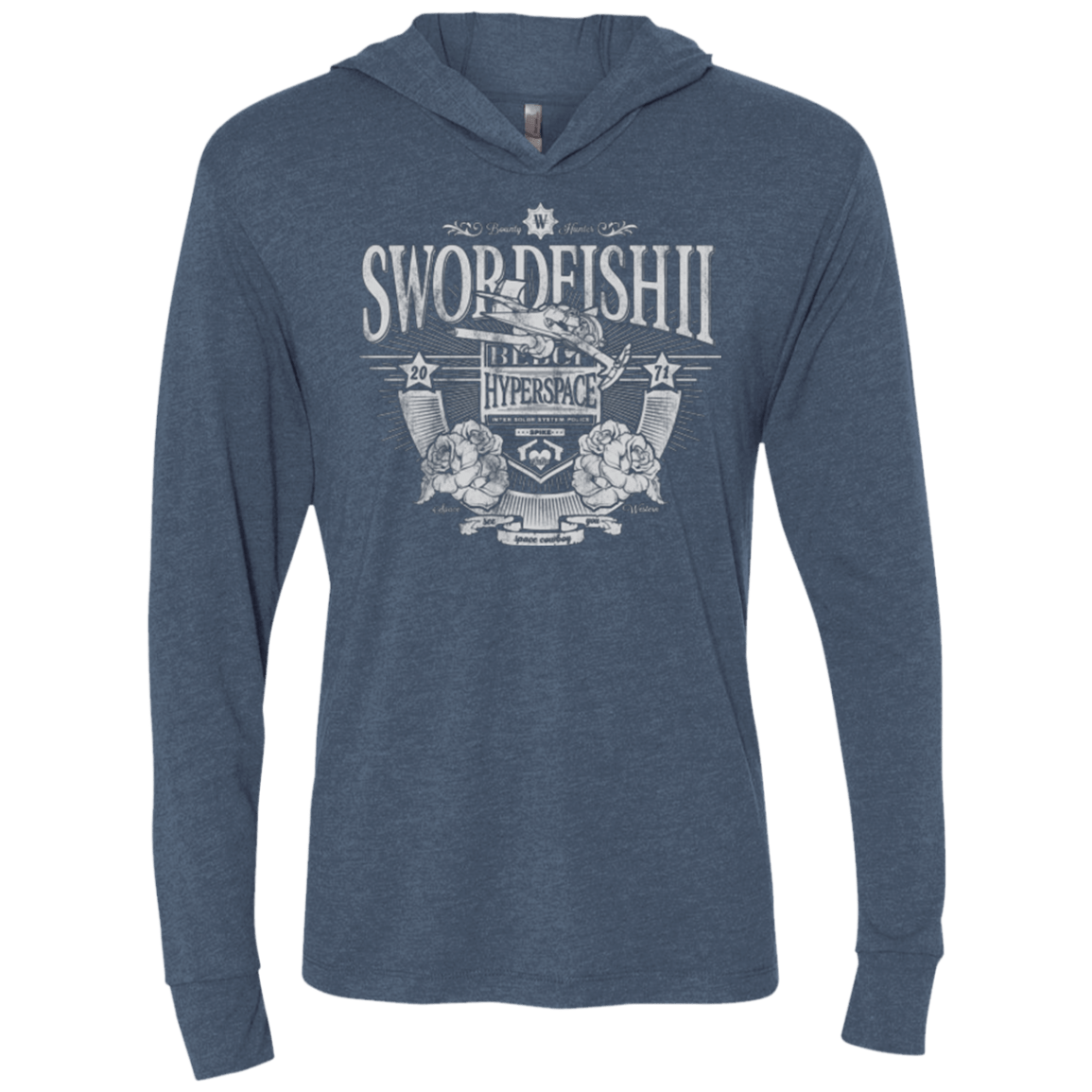 T-Shirts Indigo / X-Small Space Western Triblend Long Sleeve Hoodie Tee