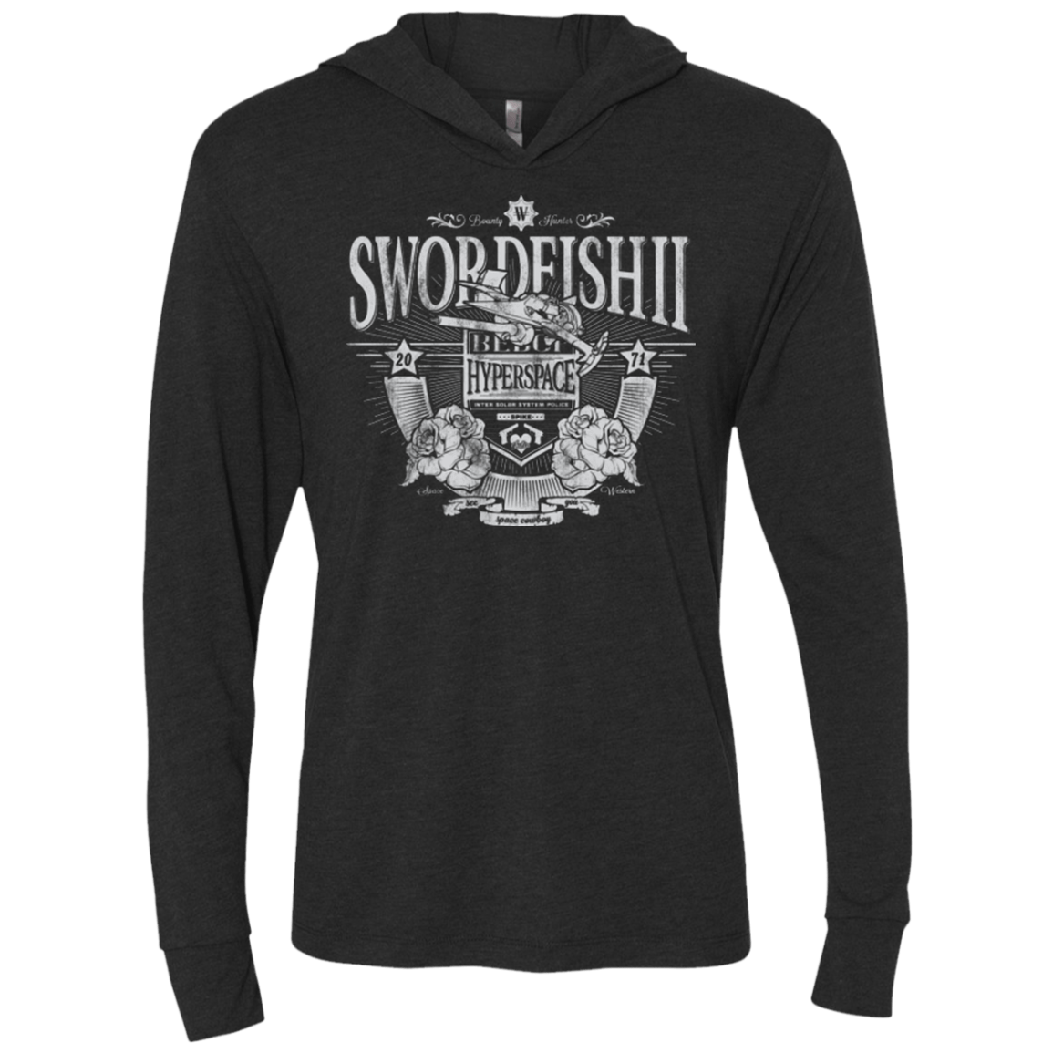 T-Shirts Vintage Black / X-Small Space Western Triblend Long Sleeve Hoodie Tee