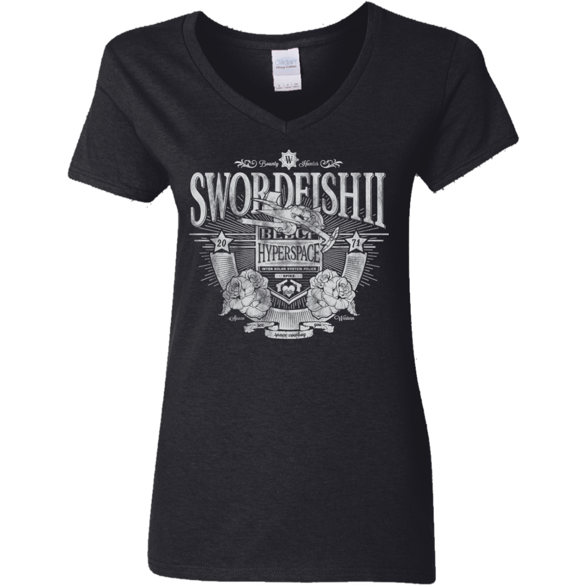 T-Shirts Black / S Space Western Women's V-Neck T-Shirt