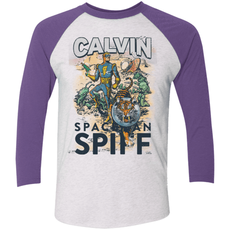 T-Shirts Heather White/Purple Rush / X-Small Spaceman Spiff Men's Triblend 3/4 Sleeve